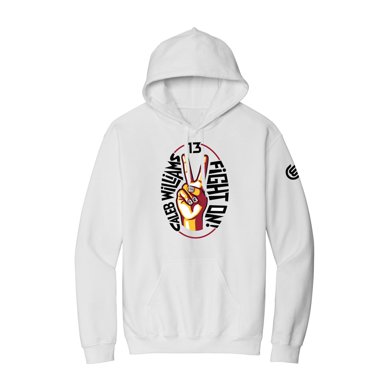 USC Trojans X Caleb Williams Unisex White Fight On Pullover Hoodie USC Bookstores
